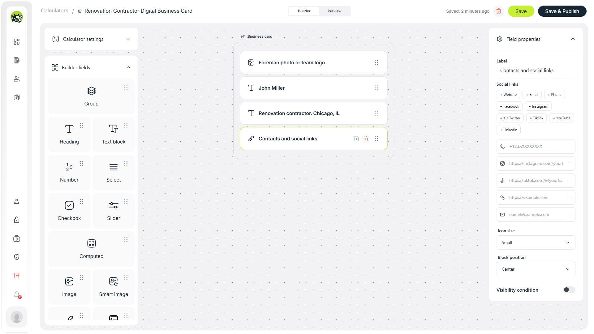 Adding the role and location in the renovation contractor template