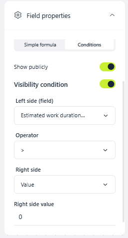 Visibility condition for the estimated timeline field