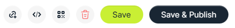 Publish actions for QR code, short URL, deep link, and embed code in Cowculator