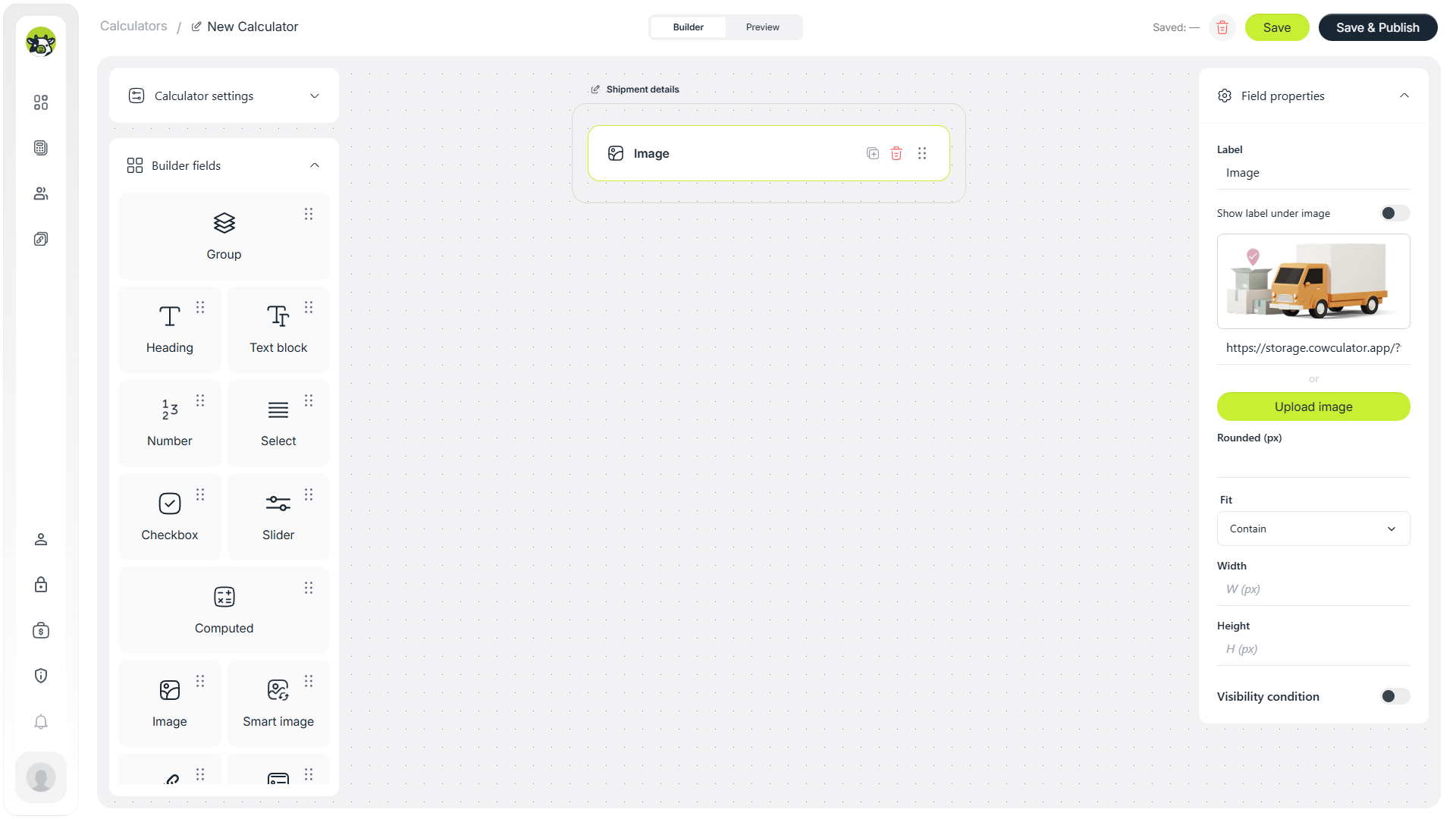 Adding an image to the first section of a freight delivery calculator